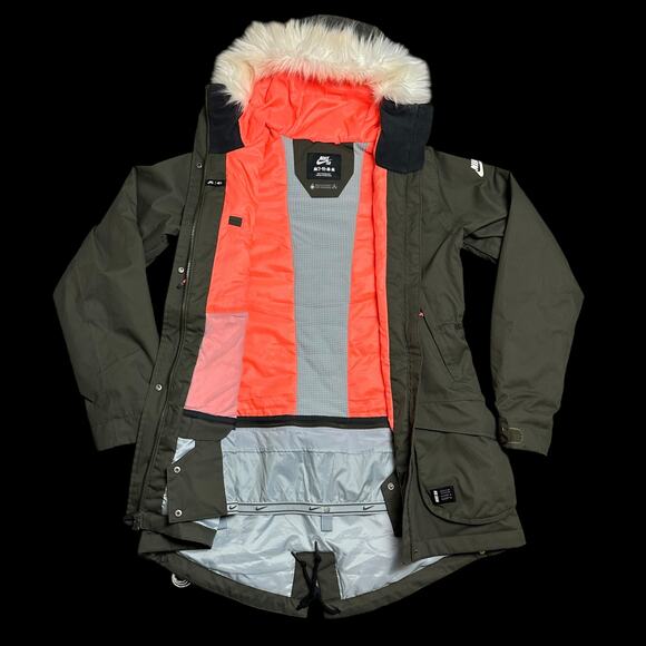 Nike SB Snowboard 3 in 1 Jacket Parka Olive Hooded Winter Coat Waterproof M - Picture 2 of 12